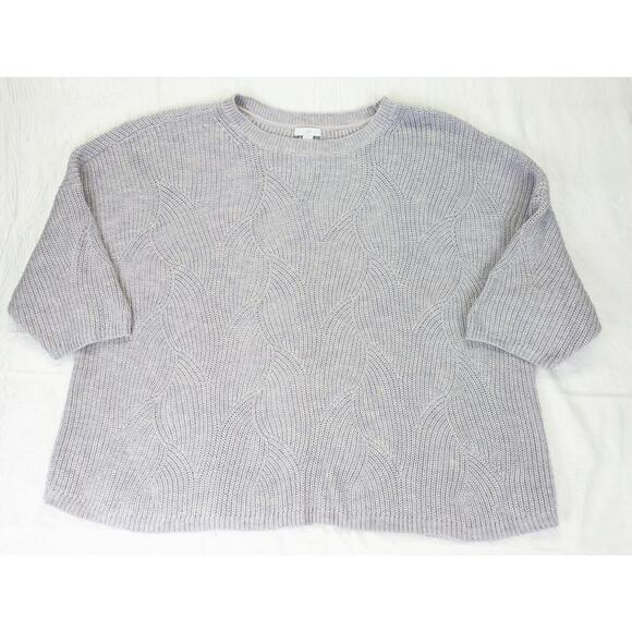 J Jill Sweater Large Petite Oversized Pullover 3/4 Sleeve Purple Beach Vacation - Picture 1 of 11